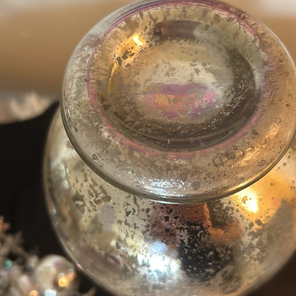 Vintage Pier1 Silver Mercury Glass Jar-Circa 1980 -Handblown Mercury Vase - Picture 4 of 7